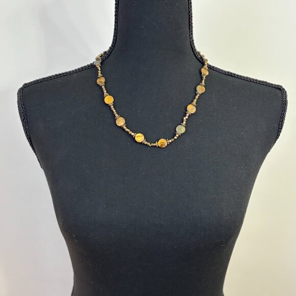 Bohemian Style Tiger Eye Abalone Necklace - Picture 2 of 4